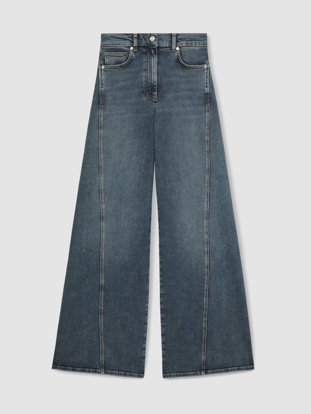 Reiss Fern Twist Seam Wide Leg Jeans